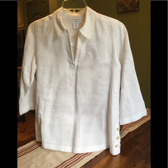 Antibes Blanc white linen tunic. NWOT - Picture 3 of 5